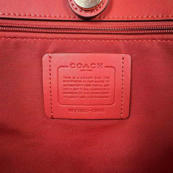 Coach City Tote Bag In Signature Canvas In Walnut/Red CV976 NWT - Picture 7 of 8